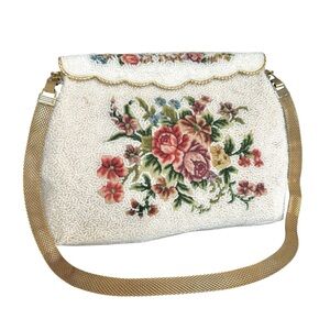 Vintage Denise Francelle Mini Bag White Floral Beaded